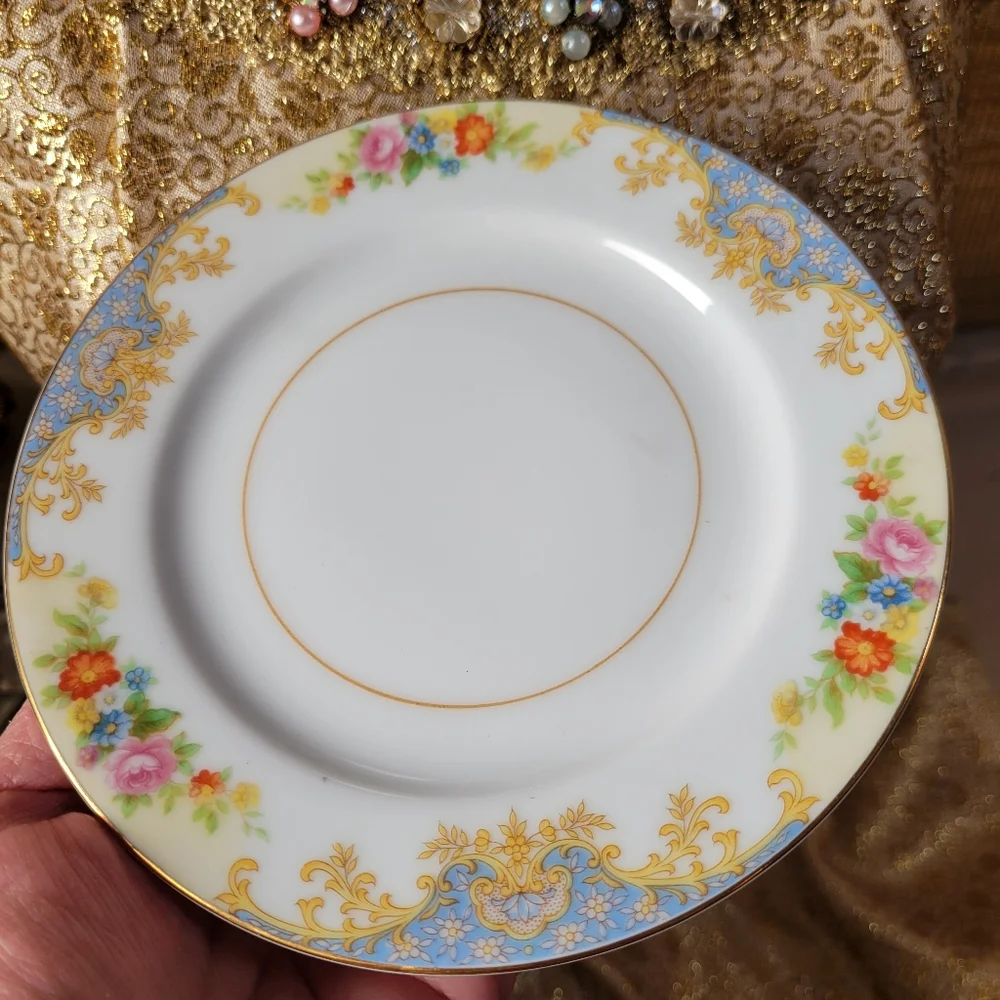 Noritake Imperial China N51 Bread Plate ~ Vintage ~ Japan ~ Floral ~ Pink & Blue